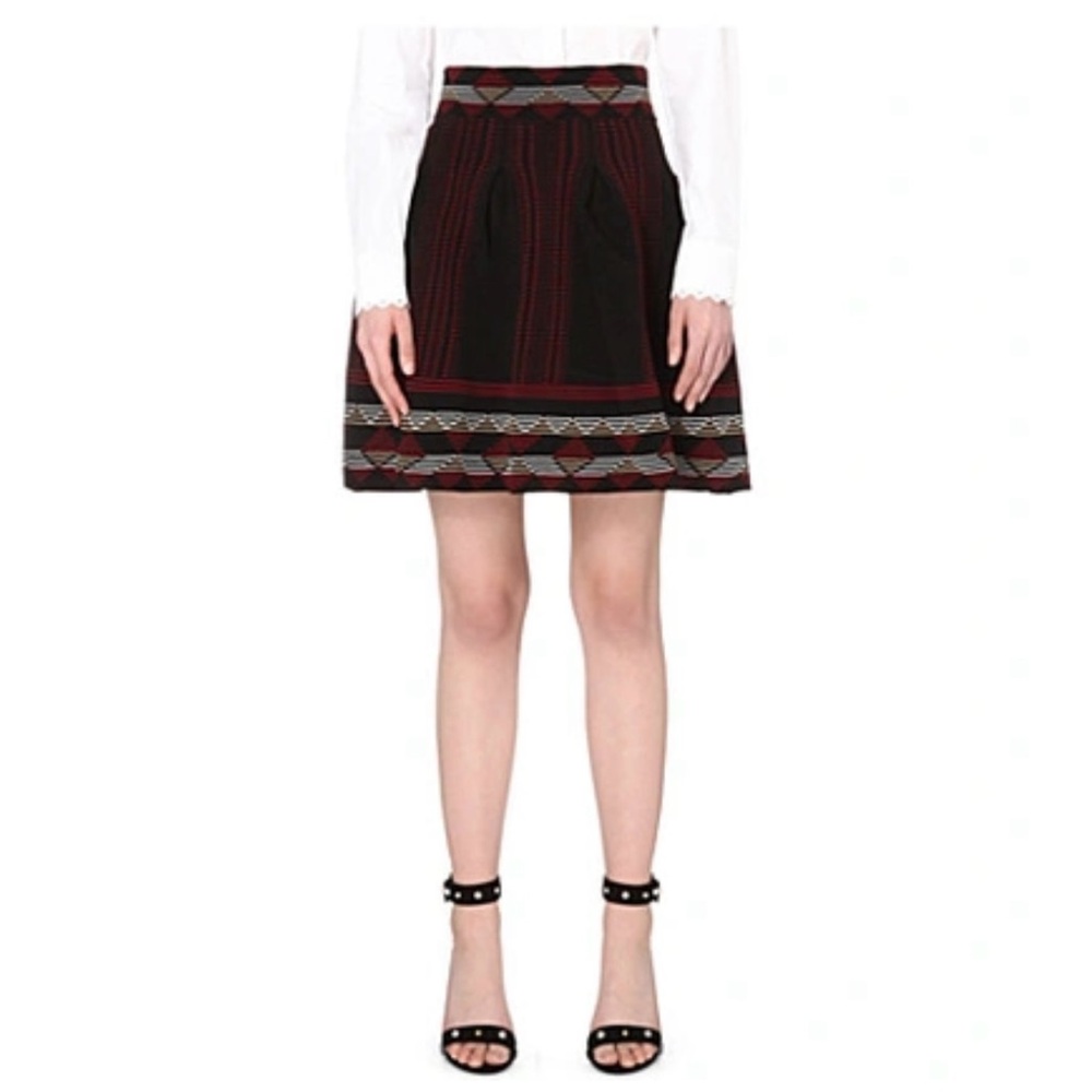 Maje Black and Red Patterned Skirt
